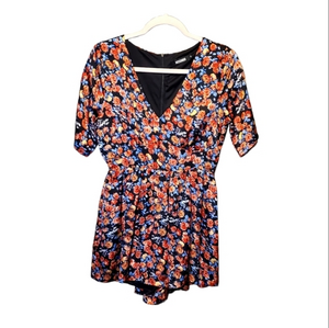 Missguided Floral Silky Dressy‎ Romper U.S. Size 10 Women